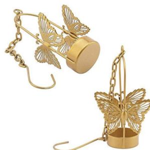  Indian Art Butterfly Hanging Tealight Candle Holder set of 2