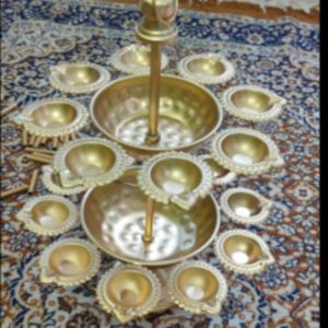 3 in 1 Diya Combination with Urli Bowls for Floating Flowers 