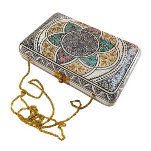 Kashmiri Art Paper Mache Clutch or Sling Bag (Multi color)