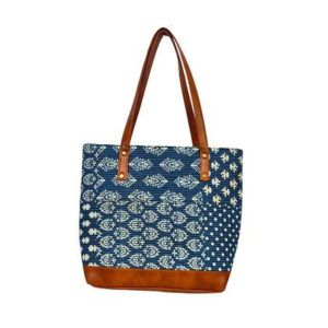 IKKAT STYLE PRINTED TOTE BAG- Blue