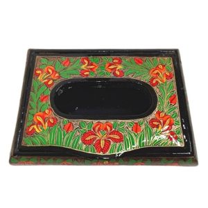 Paper Mache Beautiful Tissue Holder (Orange floral Design)
