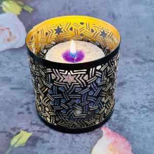 Star Cut Metal Lantern Candle/Lamp Holder Black, No candles provided with the Lantern