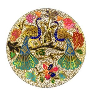  Brass Hand Carved Peacock Wall Plate