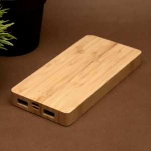10000 mAh Power Bank integrated with bamboo-made covering 