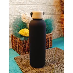 Eco-Friendly Stainless Steel Water Bottle – Matte Black with Bamboo Lid | Reusable & Sustainable