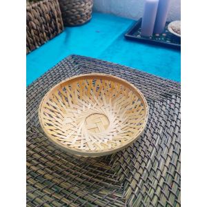 Natural Spiral Bamboo Basket – Handwoven Elegance